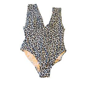 J. Crew Leopard Print One-Piece Swimsuit XL Polyamide & Elastane